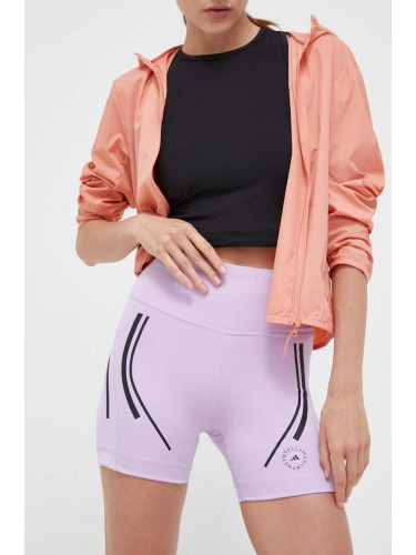 Къс панталон за бягане adidas by Stella McCartney TruePace в лилаво с принт с висока талия