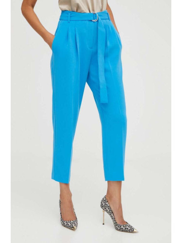 Панталон BOSS в синьо със стандартна кройка, с висока талия