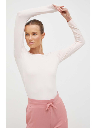 Блуза с дълги ръкави за йога Roxy Naturally Active в розово с гол гръб