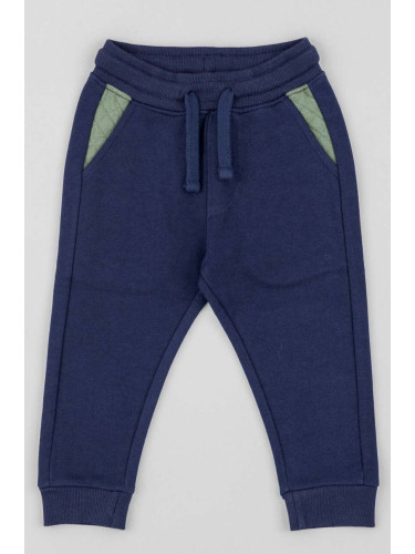Бебешки памучен спортен панталон zippy в тъмносиньо с изчистен дизайн