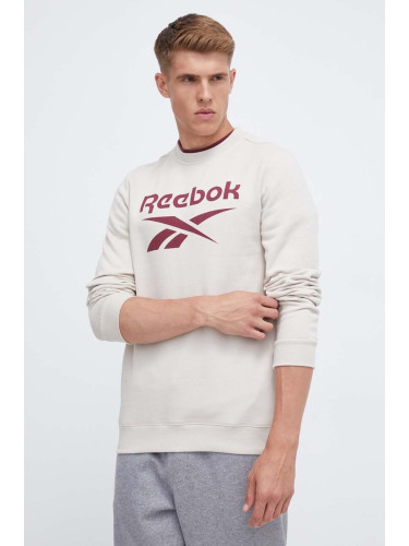 Суичър Reebok в бежово с принт