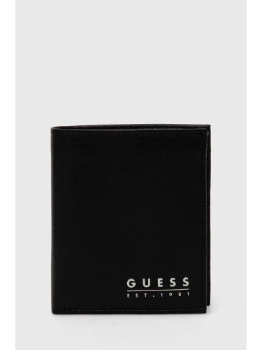 Кожен портфейл Guess мъжки в черно