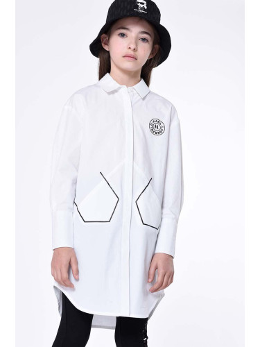Детска памучна риза Karl Lagerfeld в бяло