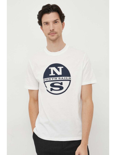 Памучна тениска North Sails в бяло с принт