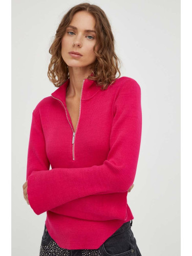 Пуловер Gestuz дамски в розово с ниско поло 10908356