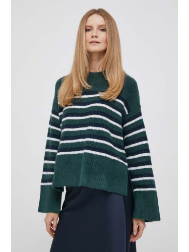 Пуловер с вълна Pepe Jeans дамски в зелено