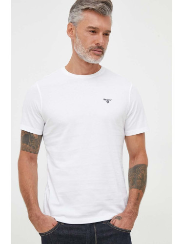 Памучна тениска Barbour в бяло с изчистен дизайн MTS0331