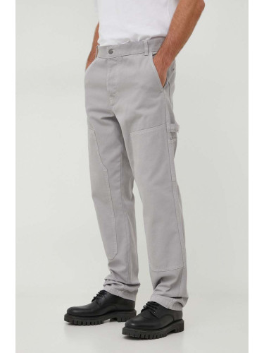 Памучен панталон United Colors of Benetton в сиво със стандартна кройка
