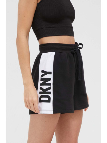 Късо долнище на пижама Dkny дамско в черно