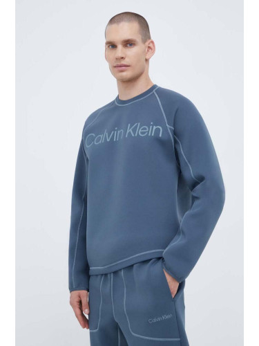 Суичър за трениране Calvin Klein Performance в сиво с принт