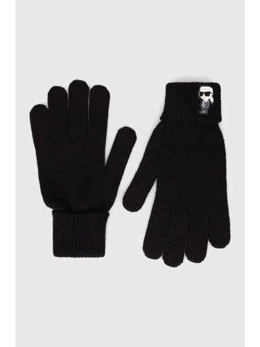 Ръкавици с кашмир Karl Lagerfeld в черно