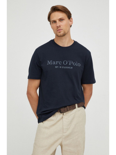 Памучна тениска Marc O'Polo в тъмносиньо с принт B21201251052