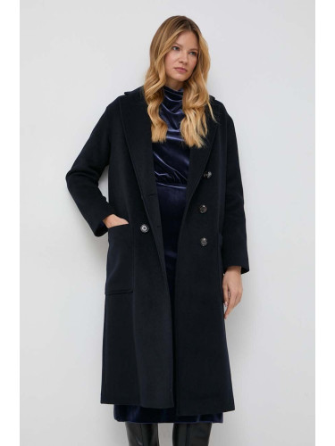 Палто с вълна MAX&Co. в тъмносиньо преходен модел с уголемена кройка