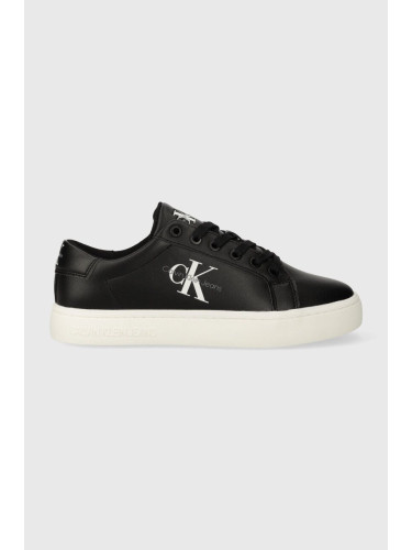 Кожени маратонки Calvin Klein Jeans CLASSIC CUPSOLE LACEUP LTH WN LACE UP в черно YW0YW01269