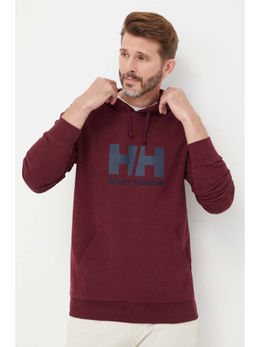 Памучен суичър Helly Hansen HH LOGO HOODIE в тъмносиньо с качулка апликация 33977 53289