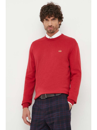 Пуловер с вълна La Martina мъжки в червено от лека материя