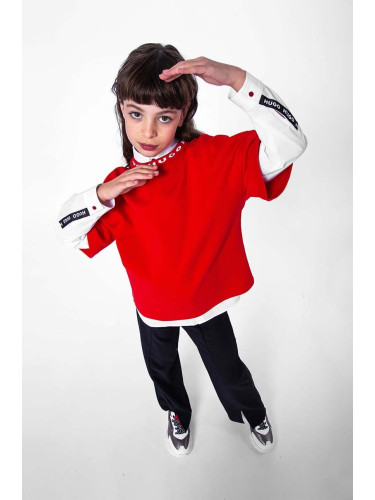 Детска тениска HUGO в бежово с ниско поло