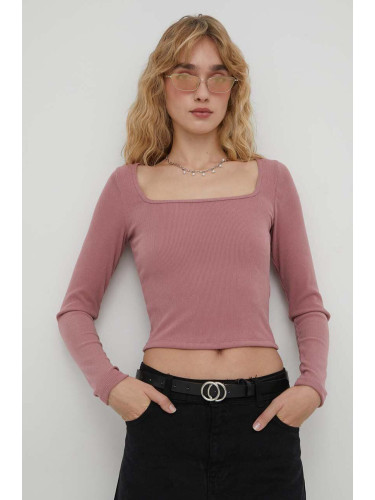 Блуза с дълги ръкави Hollister Co. в розово