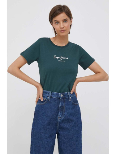 Памучна тениска Pepe Jeans Wendys в зелено