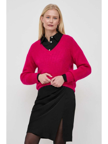 Пуловер с вълна Morgan дамски в розово