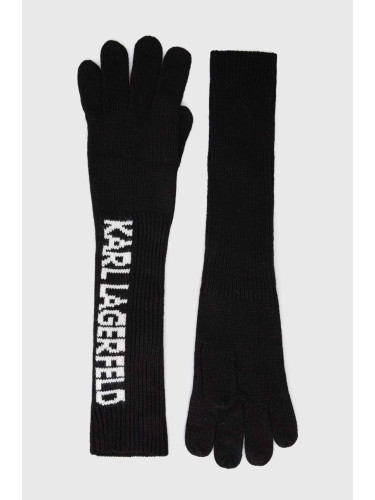 Кашмирени ръкавици Karl Lagerfeld в черно