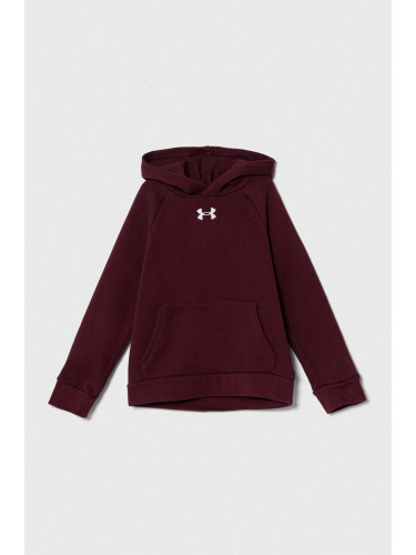 Детски суичър Under Armour UA Rival Fleece в бордо с качулка с апликация