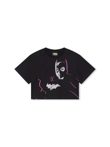Детска памучна тениска Dkny x DC Comics в черно