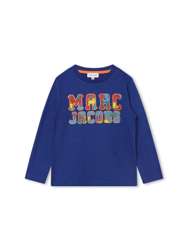 Детска блуза с дълги ръкави Marc Jacobs в тъмносиньо с принт
