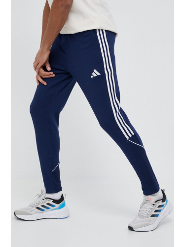 Спортен панталон adidas Performance в тъмносиньо с десен