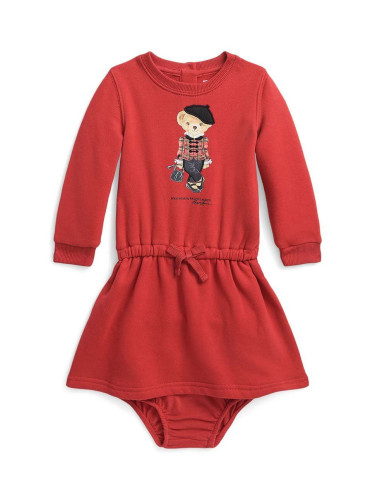 Бебешка рокля Polo Ralph Lauren в червено къса разкроена