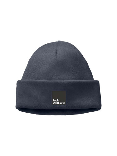 Детска шапка Jack Wolfskin SPIRIT FLEECE BEANIE в тъмносиньо с фина плетка