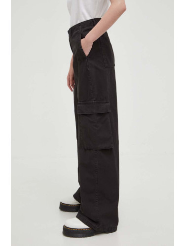 Памучен панталон Levi's BAGGY CARGO в черно със стандартна кройка, със стандартна талия