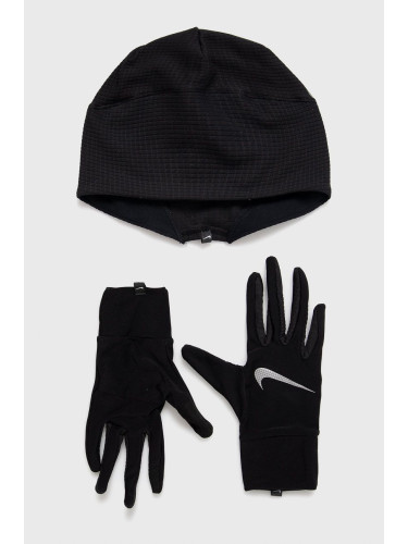 Шапка и ръкавици Nike в черно с фина плетка