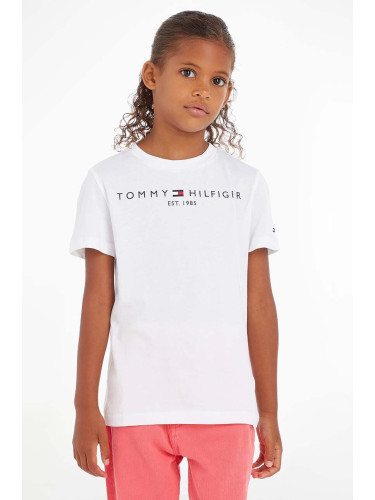 Детска памучна тениска Tommy Hilfiger в бяло с принт KS0KS00210