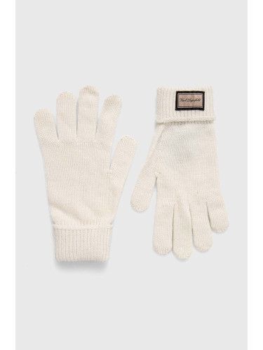 Ръкавици с вълна Karl Lagerfeld в бежово