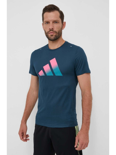 Тениска за бягане adidas Performance Run Icons в тюркоазено с принт