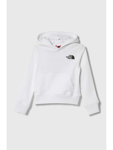 Детски памучен суичър The North Face B GRAPHIC HOODIE 1 в бяло с качулка с принт