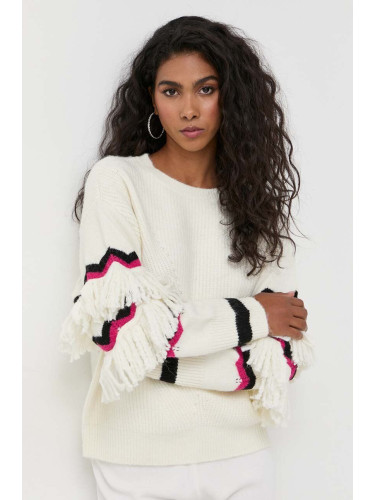 Пуловер с вълна Silvian Heach дамски в бежово