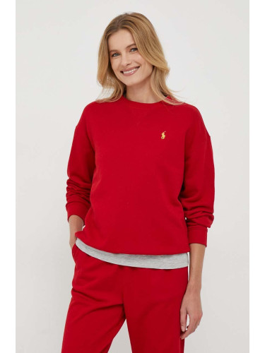 Суичър Polo Ralph Lauren дамски в червено с изчистен дизайн