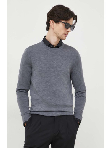 Вълнен пуловер Michael Kors мъжки в сиво от лека материя