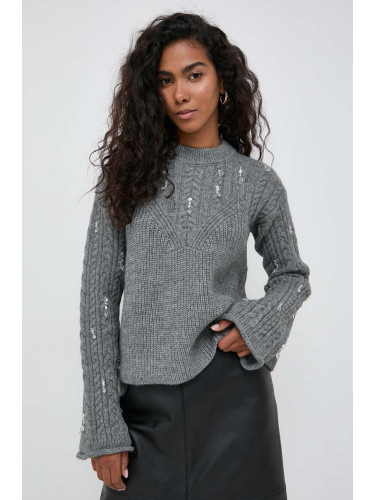 Пуловер с вълна Beatrice B дамски в сиво от топла материя