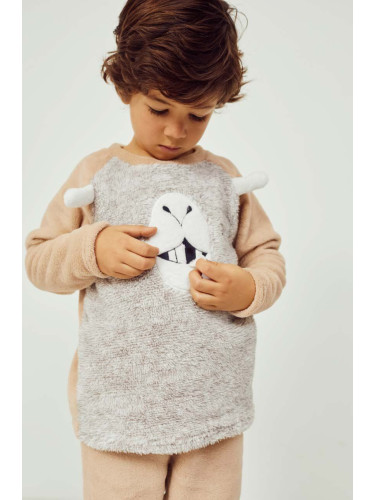 Детска пижама zippy в кафяво с апликация