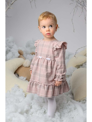 Детска памучна рокля Jamiks в розово къса разкроена