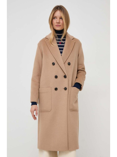 Палто с вълна MAX&Co. в кафяво преходен модел с уголемена кройка