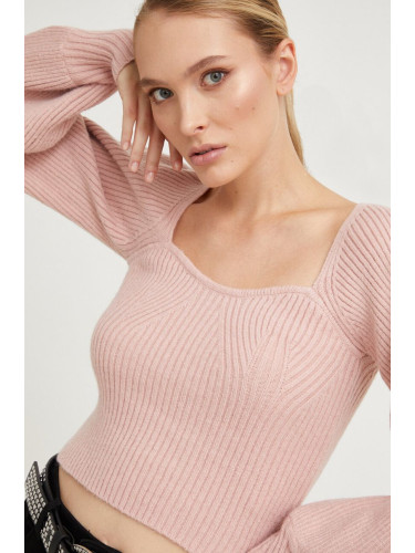 Пуловер с вълна Answear Lab в розово