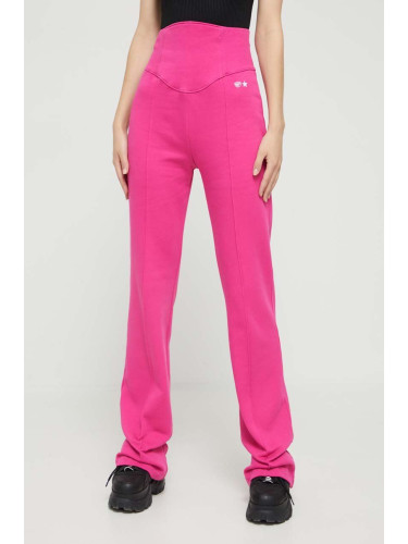 Памучен спортен панталон Chiara Ferragni в розово с изчистен дизайн
