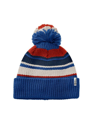 Детска шапка Jack Wolfskin POMPOM BEANIE в синьо