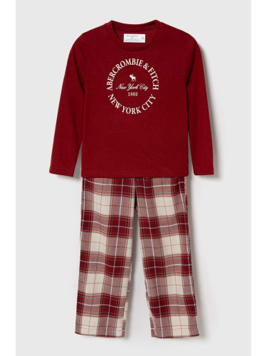 Детска пижама Abercrombie & Fitch в червено с десен