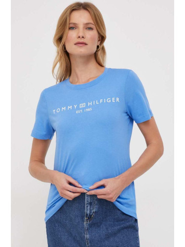 Памучна тениска Tommy Hilfiger в синьо WW0WW40276