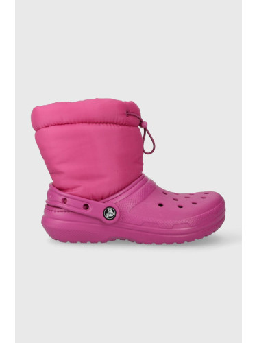 Детски апрески Crocs Classic Lined Neo Puff в розово